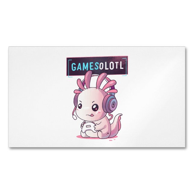 Cartão De Visitas Magnético Gamesolotl - Axolotl Gamer (Frente)
