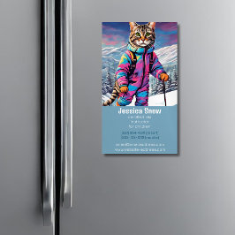 Cartão De Visitas Magnético Gato de inverno Jazzy - cartão de visita magnético