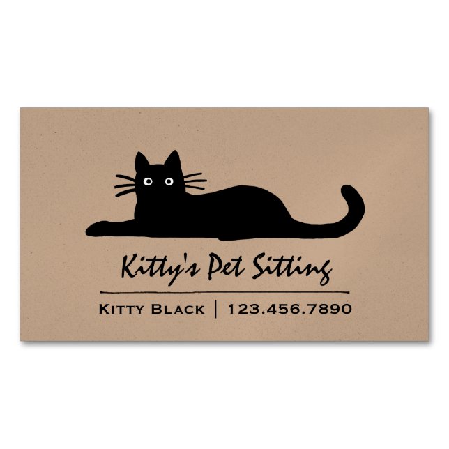 Cartão De Visitas Magnético Gato Preto (Frente)