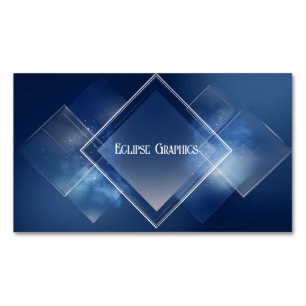 Cartão De Visitas Magnético Geométrico Azul Cósmico Moderno Diamante Esbelto