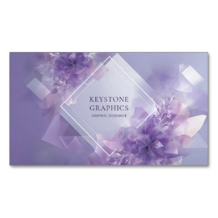 Cartão De Visitas Magnético Geométrico Moderno Floral Lavanda Etéreo Diamante