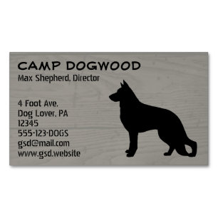 Cartão De Visitas Magnético German shepherd Cão Silhuette Faux Wood Style