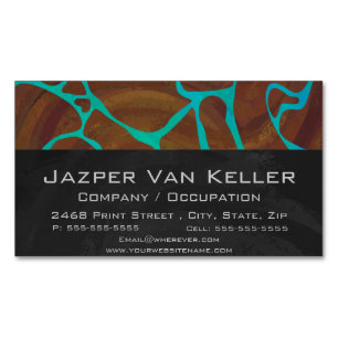 Cartão De Visitas Magnético Giraffe Brown e Teal Impressão