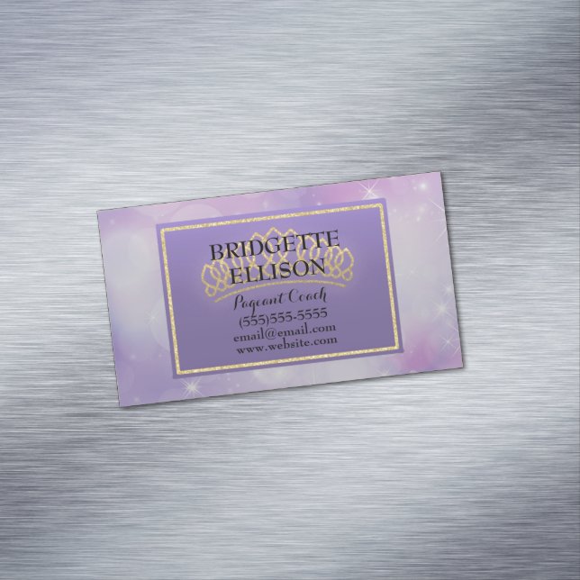 Cartão De Visitas Magnético Glittery Stars Pageant Coach Magnet (Posição Original)