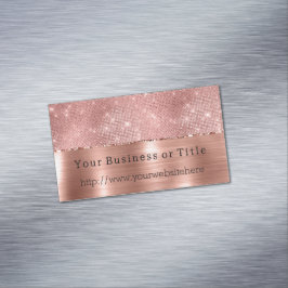 Cartão De Visitas Magnético Glitzy Rosa Dourado Sparkle