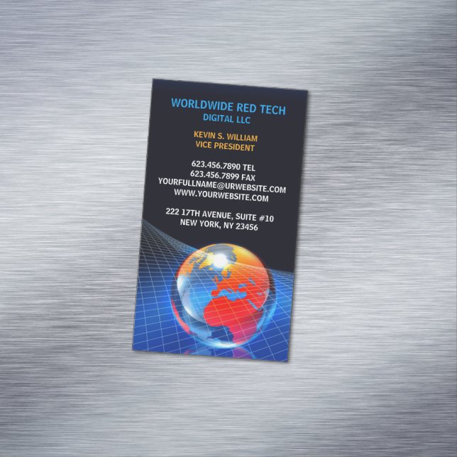 Cartão De Visitas Magnético Globe Grid (Posição Original)