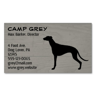 Cartão De Visitas Magnético Greyhound Silhouette Faux Wood Grain Style