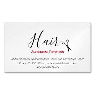 Cartão De Visitas Magnético Hair Stylist - Preto e Vermelho