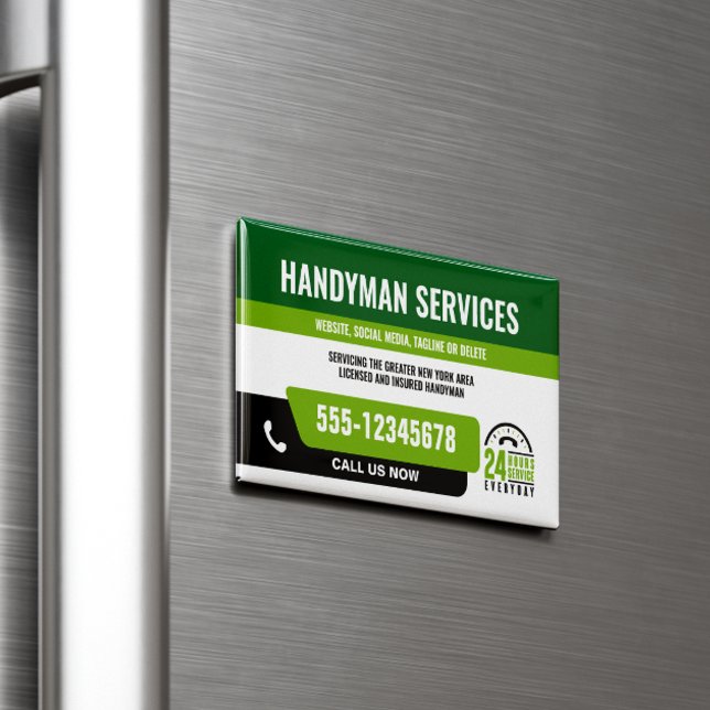 CARTÃO DE VISITAS MAGNÉTICO HANDYMAN CORRIJA A CARA URGENTE REPARO NEGRO (Criador carregado)