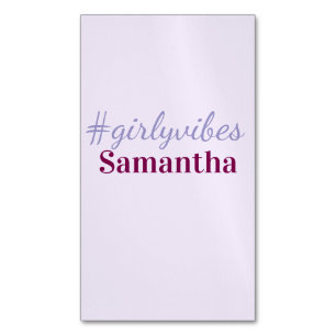 Cartão De Visitas Magnético hashtag Girlyvibes roxo claro rosa vibrações femin