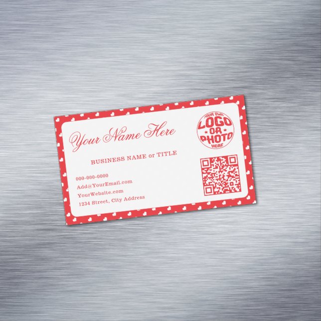 Cartão De Visitas Magnético Hearts Happy Valentine’s Day Modern Love Pattern (Posição Original)