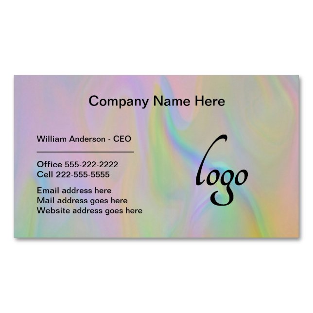 Cartão De Visitas Magnético Holográfico de FAUX corporativo profissional minim (Frente)