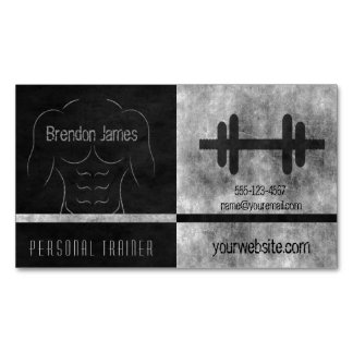 Cartão De Visitas Magnético Homem Muscular Estagiário Preto Pessoal
