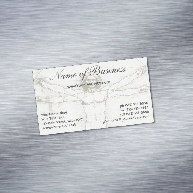 Cartão De Visitas Magnético Homem Vitruviano (Posição Original)