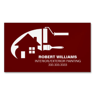 Cartão De Visitas Magnético House Painter Professional Burgundy