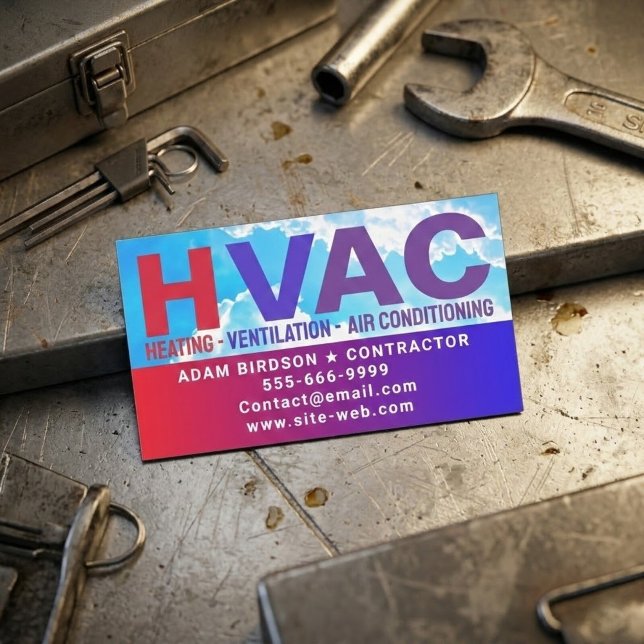 Cartão De Visitas Magnético HVAC Service (Heating, Cooling, Air Conditioning) (HVAC business card magnets, air conditioning service magnet, heating repair business cards)