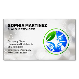 Cartão De Visitas Magnético Ícones de Limpeza de Chores de Casa   Bolhas de sa