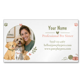 Cartão De Visitas Magnético Ímã de carro personalizado para Pet Sitter com fot