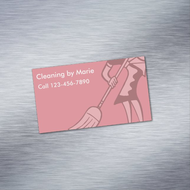 Cartão De Visitas Magnético Ímãs retros do negócio da limpeza (Posição Original)