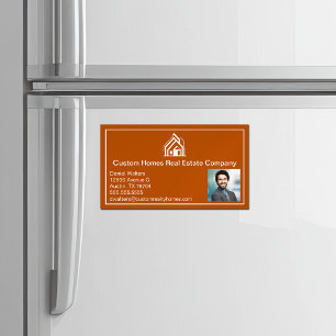 Cartão De Visitas Magnético Imobiliária Burnt Orange Company Realtor Foto