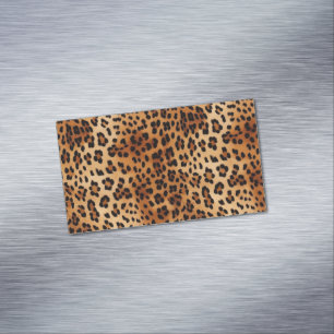 Cartão De Visitas Magnético Impressão de Leopardo Preto-Castanho