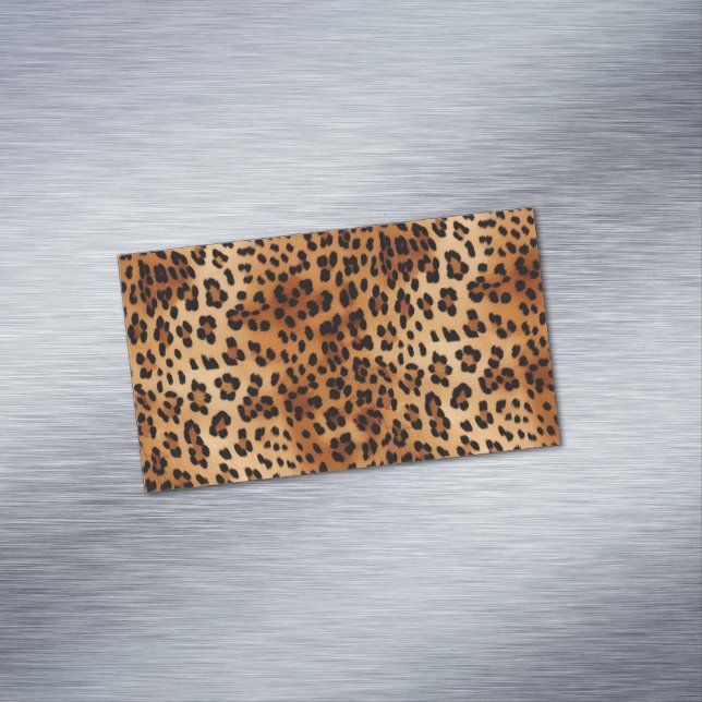 Cartão De Visitas Magnético Impressão de Leopardo Preto-Castanho (Posição Original)