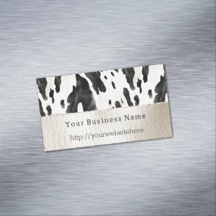 Cartão De Visitas Magnético Impressão de Vaca Southwest Preto Creme