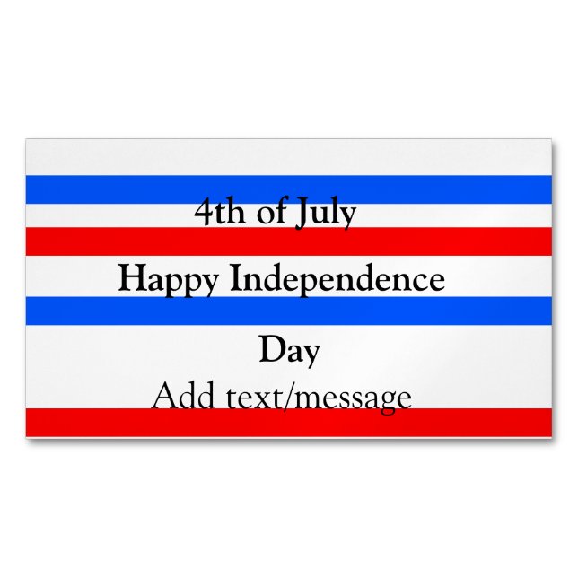 Cartão De Visitas Magnético Independência do azul vermelho Dia 4 de julho (Frente)