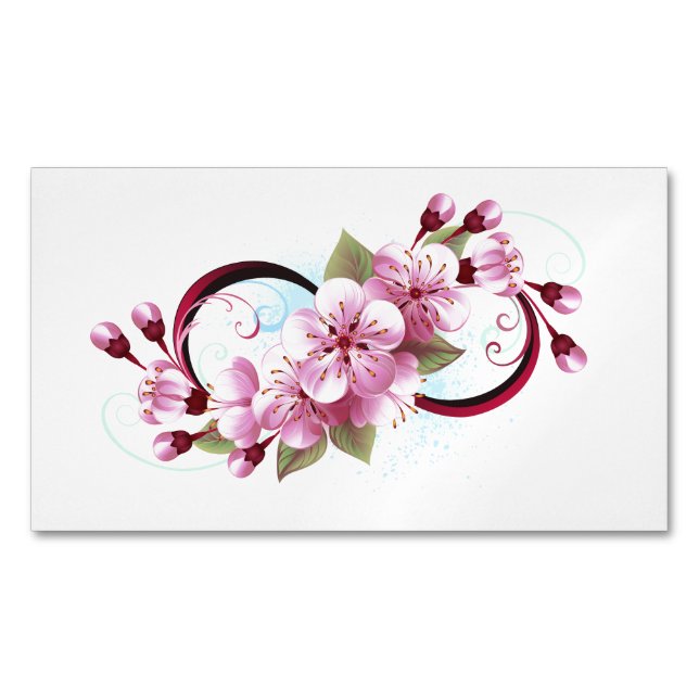 Cartão De Visitas Magnético Infinidade com Flores de Flor Sakura (Frente)