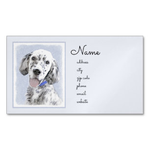 Cartão De Visitas Magnético Inglês Setter Blue Belton pintando arte canina