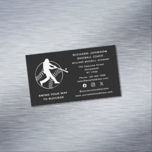 Cartão De Visitas Magnético Instrutor de Softball treinador de baseball de míd