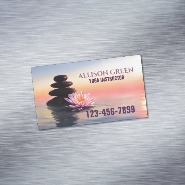Cartão De Visitas Magnético Instrutor Zen Massage Therapy Meditation Yoga (Posição Original)