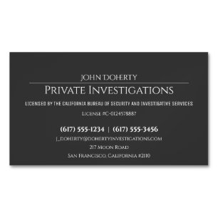Cartão De Visitas Magnético Investigações Privadas   Detetive Professional B