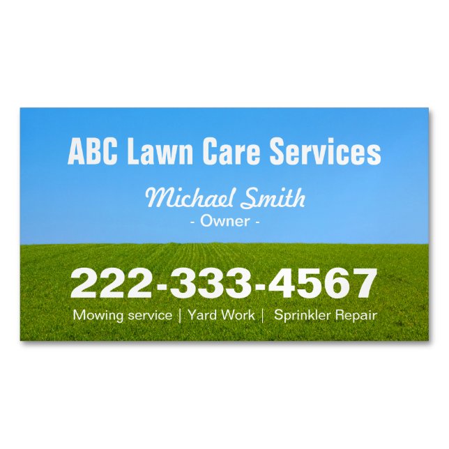 Cartão De Visitas Magnético Jardim do Remo Céu Verde de Grama Azul (Frente)