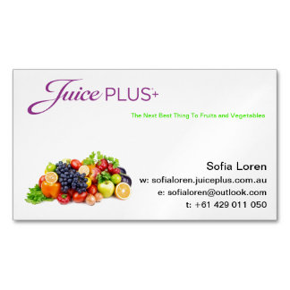 Cartão De Visitas Magnético JP+ Logotipo roxo da bacia de fruta do ímã