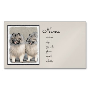 Cartão De Visitas Magnético Keeshond Brothers Painting - Arte Original de Cãe
