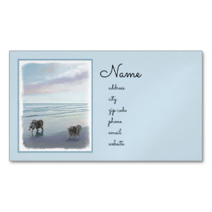 Cartão De Visitas Magnético Keeshonds na Arte de Cão de Pintura em Seashore