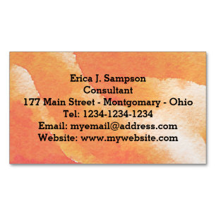 Cartão De Visitas Magnético Laranja Floral Watercolor