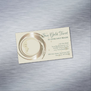 Cartão De Visitas Magnético Leitor de Tarot Celestial Dourado