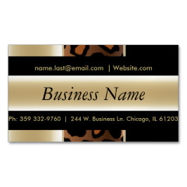 Cartão De Visitas Magnético Leopardo negro e champanhe