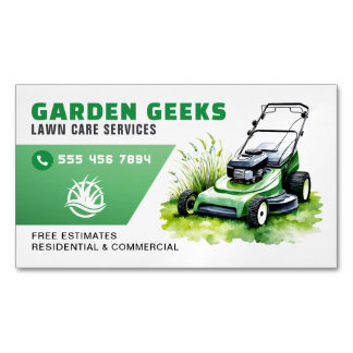Cartão De Visitas Magnético Lewn Care Landscaping Service Watercolor