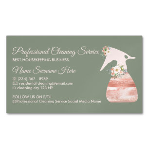 Cartão De Visitas Magnético Limpeza De Flores De Flores Vermelhos De Sage