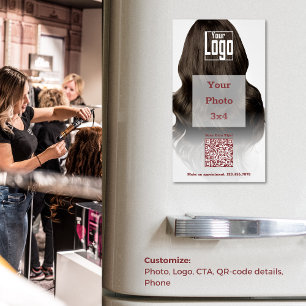 Cartão De Visitas Magnético Lista de Cabelos Logotipo Código QR Promocional te