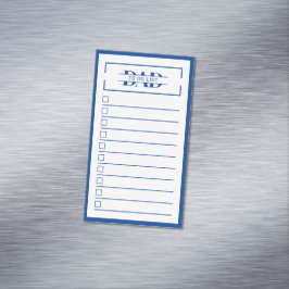 Cartão De Visitas Magnético Lista de Tarefas Monograma Pai Azul 5 cm x 8,9 cm 