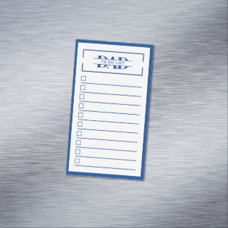 Cartão De Visitas Magnético Lista de Tarefas Monograma Pai Azul 5 cm x 8,9 cm