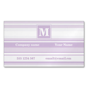 Cartão De Visitas Magnético Listras do roxo do cardo do monograma