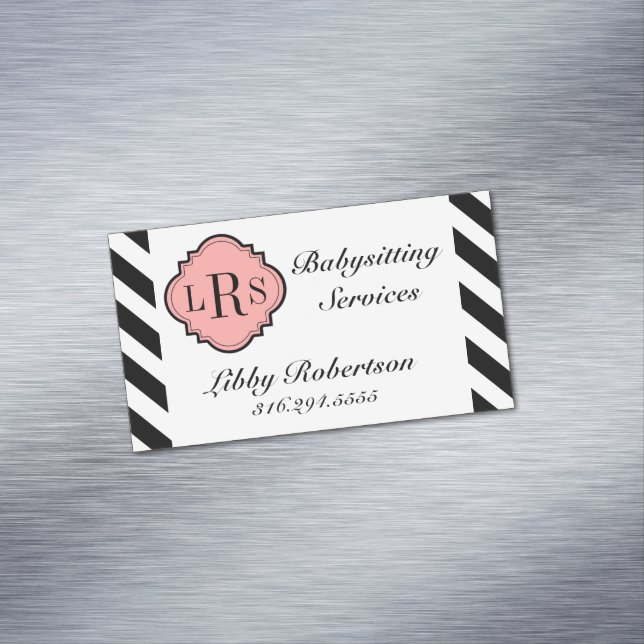 CARTÃO DE VISITAS MAGNÉTICO LISTRAS MAGNÉTICAS CHIQUES DO NEGÓCIO (Posição Original)