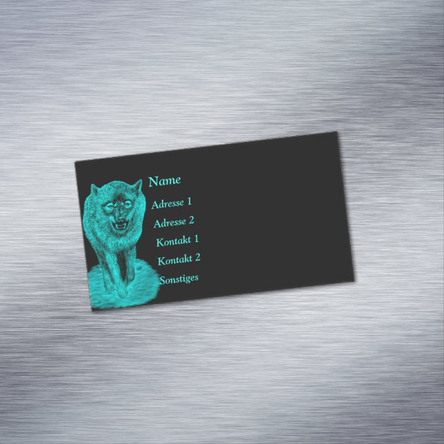 Cartão De Visitas Magnético Lobo Negro Zangado na Noite (Posição Original)