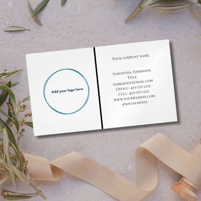 Cartão De Visitas Magnético Logotipo branco mínimo profissional (Logo Business Card Minimalist Black White, Business Card Magnet with Logo)