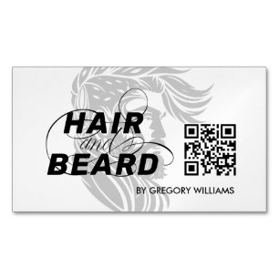 Cartão De Visitas Magnético Logotipo de Cabelo QR Code de Cabelo & Barba